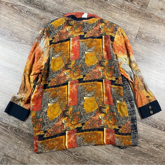 Vintage CAROLE LITTLE Blazer Women 16 Patchwork Art To Wear Oversized Rayon USA - Picture 11 of 15